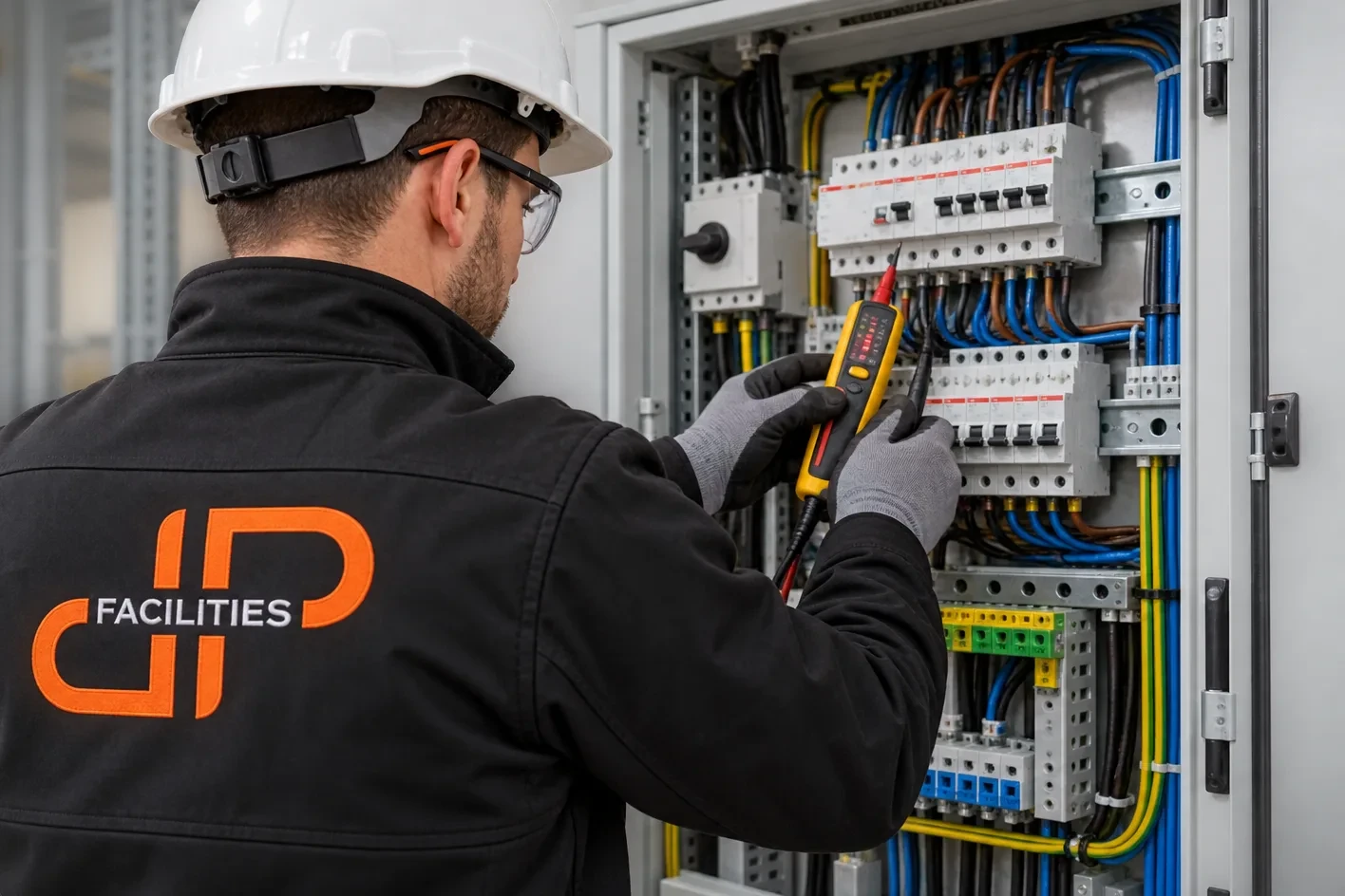 Visuel de marque : contrôle d’un tableau électrique